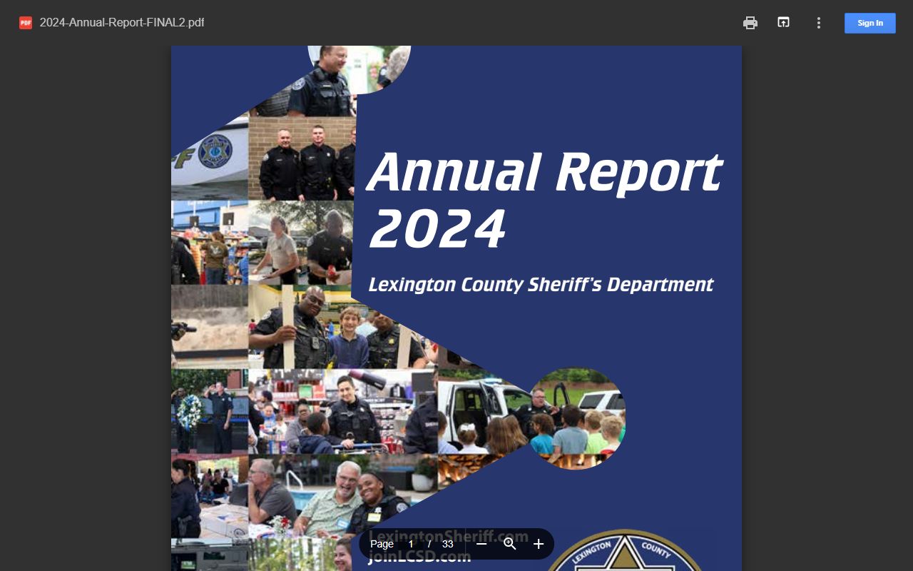 Lexington County inmate population statistics in the LCSD annual report